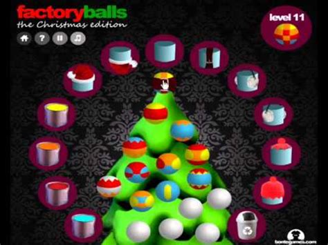 Factory balls christmas edition. Factory Balls, the Christmas edition, the text solution: In each level you need to drag a white ball over the tools to match the ball in the top right. The tools from left to right are: blue paint, red paint, orange paint, yellow paint, top Santa hat, bottom Santa hat, horizontal belt, vertical belt, right earmuffs, left earmuffs, small bobble ... 