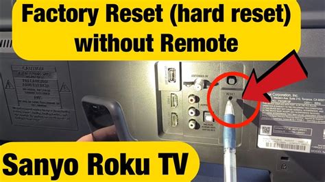 Apr 18, 2016 ... 1:38 · Go to channel · How to Factory Reset without Remote on Sanyo Roku TV. WorldofTech•118K views · 3:43 · Go to channel · Fix.... 