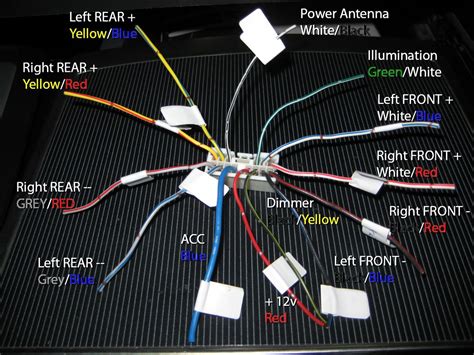 The hyundai radio wiring color codes vary according to the model and year, but a standard wiring diagram typically includes wires in red, yellow, black, orange, pink, blue, brown, white, and green. The colors indicate the function of the wire such as power, ground, illumination, etc.. 