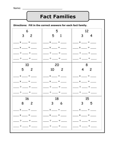 Facts family. A fact family is a group of math facts consisting of three numbers where you can create mathematical sentences. Moreover, it shows the relationship existing among these three numbers. Knowing the concept of fact families will help children to learn the concepts of four fundamental operations: addition, subtraction, multiplication, and division ... 