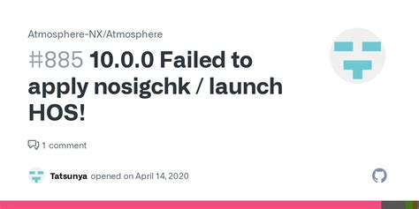 Fail to apply nosigchk. kip1patch=nosigchk atmosphere=1 emummcforce=1 [Original] fss0=atmosphere/package3 stock=1 emummc_force_disable=1. And freshly installed everything. ... "Failed to launch HOS!" The text was updated successfully, but these errors were encountered: All reactions. 