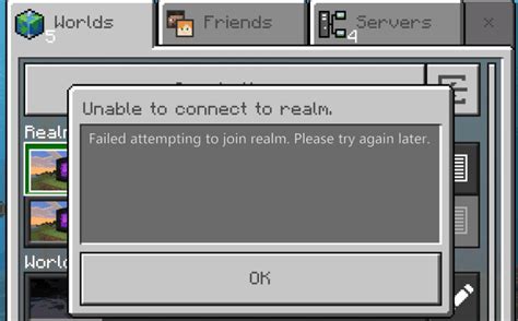 Hello, I'm trying to join my friends realm and I keep getting an error saying "Failed attempting to join realm. Please try again later". I have…. 