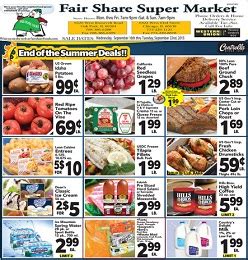 Fair Share Foods... Where You Always Get Your Fair Share of Savings! ... Location: Services: Delivery: Contact: Weekly Ad - Valid October 4, 2023 through October 17 ... . 