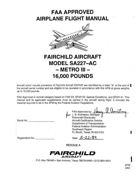 Fairchild metro iii aircraft flight manual. - Kostenerstattung zwischen den trägern der sozialhilfe..