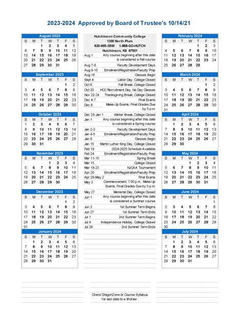 Fairmont State 2022 Calendar