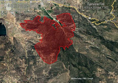 Fairview fire map. Cal Fire first reported the Fairview Fire near the intersection of Fairview Avenue and Bautista Road in an unincorporated area near Hemet around 4 p.m. Monday. A Riverside County Fire Department ... 