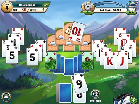 Fairway solitaire card game. To play solitaire, the player needs to deal out 28 cards into seven piles of increasing value, with the top card facing upwards. The player needs to build four ascending stacks of ... 
