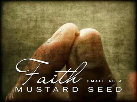 Faith like a mustard seed. Jesus tells his disciples that if they have faith the size of a mustard seed, they can move mountains and do anything. See different translations and commentaries of this verse. 
