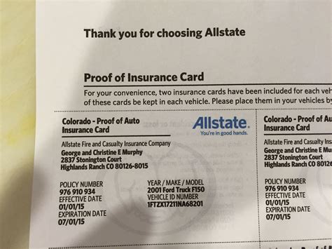Fake Allstate Insurance Card