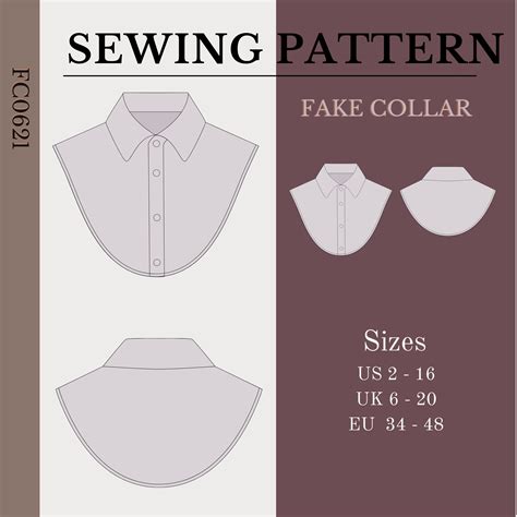 Fake Collar Sewing Pattern Detachable Collar Pfd Pattern Etsy Fake