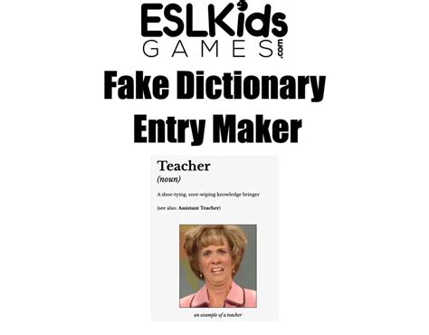 Fake Dictionary Entry Template