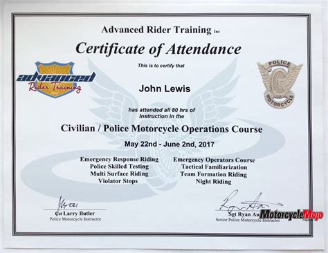 Fake Motorcycle Safety Course Certificate