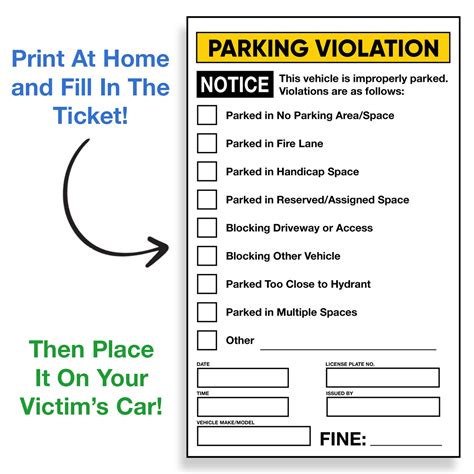 Fake Parking Ticket Joke Printable