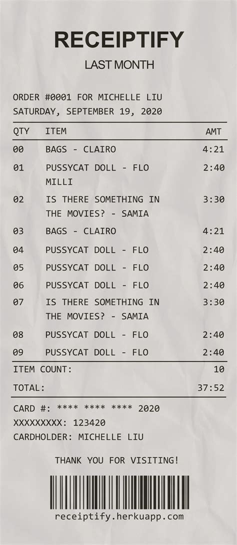 Fake Receipt Template