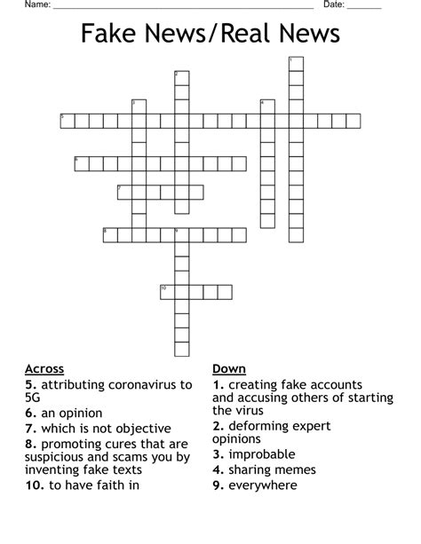 Potential answers for "Fake news source?" What is this page? Need help with another clue? Try your search in the crossword dictionary! Clue: Pattern: People who searched for this clue also searched for: "Veep" actress DuVall Vodka brand, informally Good name for a marine biologist? Fake news source?. 
