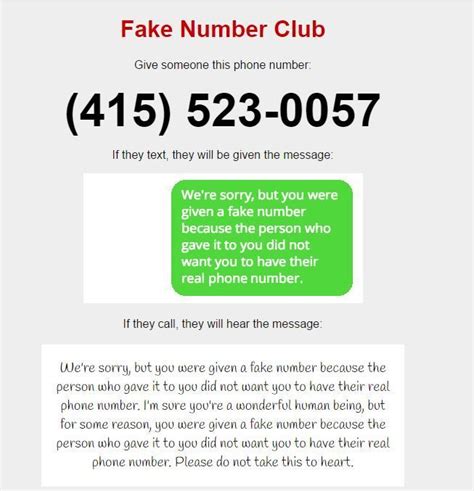 Fake phone number to give out. Take the phone number of the country you need (e.g. +1 202 555 0156) or pick a random country and phone number from our Random Phone Number Generator. Do what you have to do with, for example, log in on a site that will ask for your phone number to enter an account. Write the fake number on it. Then, you are already … 