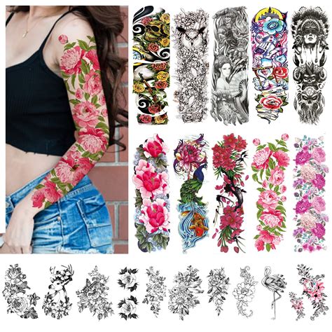 HOVEOX 20pcs Temporary Tattoo Arm Sleeves Arts Fake Slip on Arm Sunscreen Sleeves Body Art Stockings Protector -Designs Tribal, Tiger, Dragon, Skull, and Etc Unisex Stretchable Cosplay Accessories 4.0 out of 5 stars 5,536. 