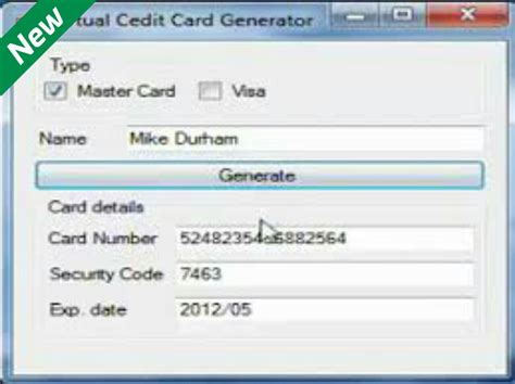 Fake virtual card generator. About Dummy Credit Card Generator. This dummy credit card generator is a tool that allows you to generate fake credit card numbers. These numbers can be used for testing purposes, or for other purposes such as online shopping or for signing up for free trials. The numbers are generated randomly, so they are not associated with any real credit ... 