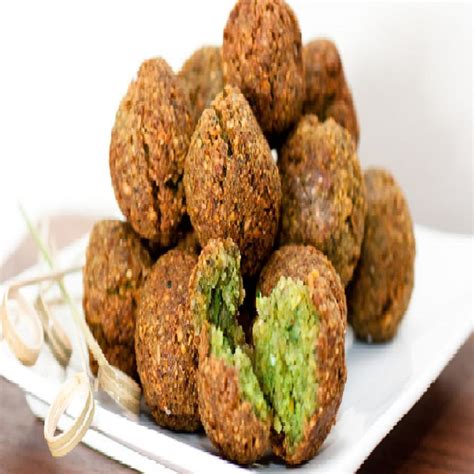 Falafel recipe canned chickpeas. Preheat air fryer to 350 degrees F for 5 minutes. Roll dough into 2" balls, slightly flatten. Spray inside of air fryer basket with non stick spray. Put into preheated air fryer for 15 minutes or until golden brown to your liking. Serve inside a wrap with tzatziki sauce and veggies. 