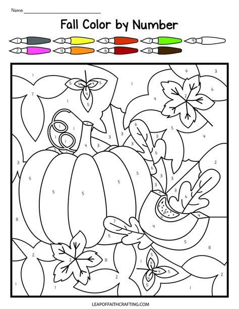 Fall Color By Number Worksheet