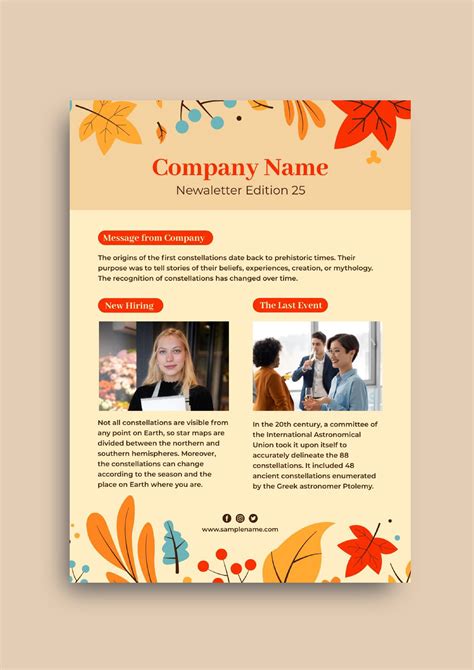 Fall Newsletter Template Design