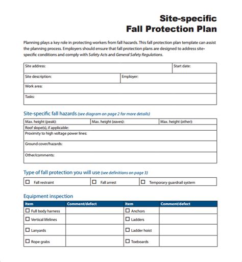 Fall Protection Plan Example Template
