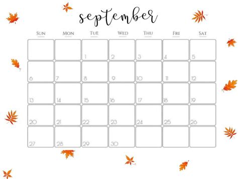 Fall September Calendar