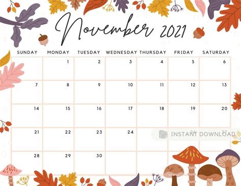 Fall Themed Calendar