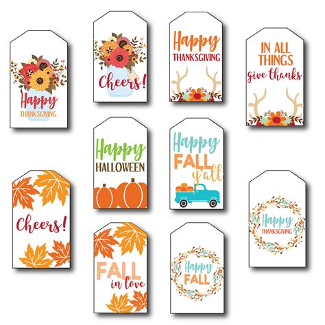 Fall Themed Tags 10 Printable Tags Digital File AJ Design