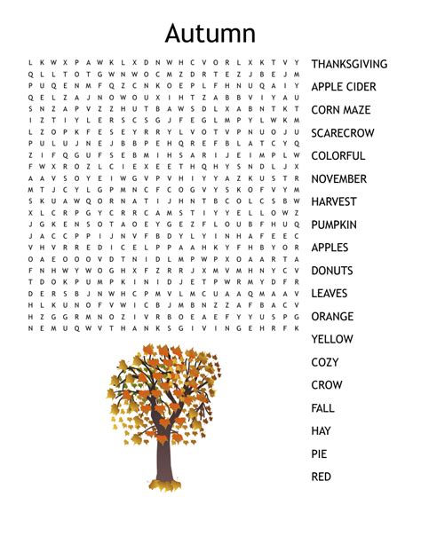 Fall Word Search WordMint