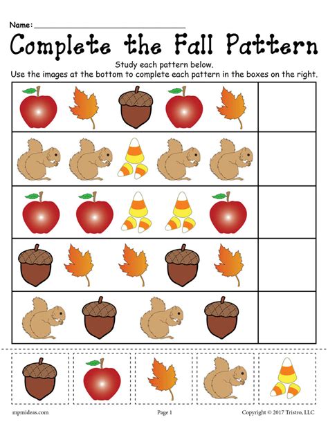 Fall Worksheets For Kindergarten Free Printables