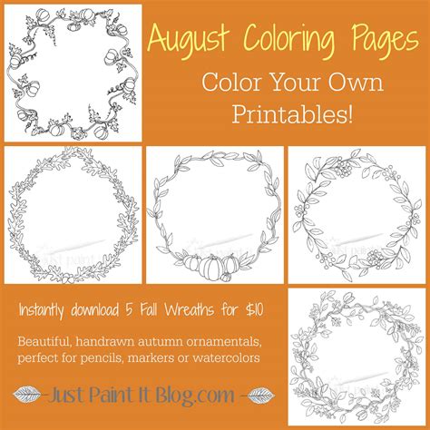 Fall Wreath Coloring Pages Kit Just Paint It Blog