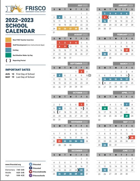 Frisco High School Calendar. Frisco Independent School District ...