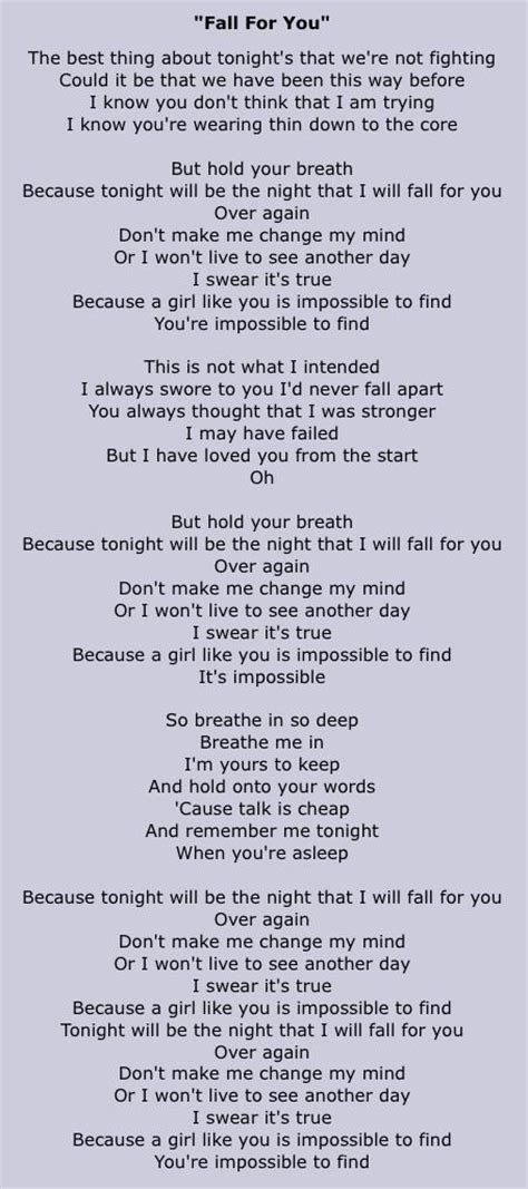 Fall for for you lyrics. Girl for All Seasons lyrics: Music & Lyrics: Domenic Bugatti & Frank Muskeer ... If you fall, say you'll fall for me, When autumn leaves are fallin' from the .... 
