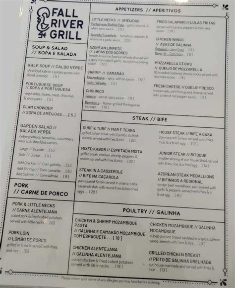 Fall river grill. Oct 22, 2021 · Fall River Grilled Scanned Party Platter Menu. Menu Last Updated: October 22, 2021. Head over to the Fall River Grill website for the latest offerings. Save 0. Share: 
