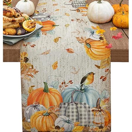 Material - Fall table runner made of polyester, produced by advanced technology and safe producing process, soft and healthy touch, it will not scratch the table top and protect the top from scratching, scalding, staining, etc. Perfect dining table runner for your fall table decorations. Size - 13 x 108 autumn table runners（33 x 274 cm）.. 