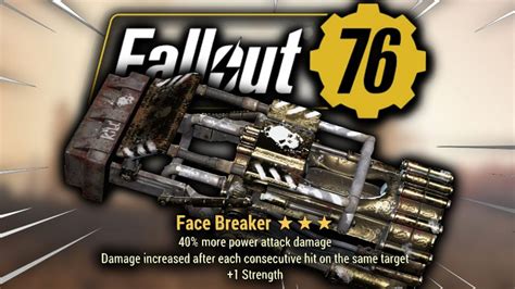 Fallout 76 face breaker. Plan: Face Breaker is a weapon plan in the Fallout 76 update Steel Reign. Location. It can only be obtained by level 50+ player characters as a reward for successfully completing a Daily Op. Once learned, the plan will no longer drop from Daily Ops, thereby increasing the drop chances of other rare Daily Ops plans. Unlocks 