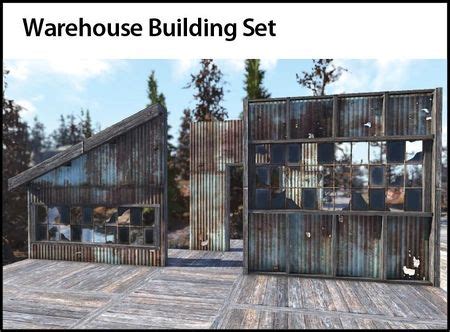 Fallout 76 warehouse building set. There's two greenhouse sets, make sure you're thinking about the right one. This is the original glass and metal greenhouse set that came from the 2nd season, there's a different greenhouse set with a brick foundation that came out recently. 2. Maleficent-Comb • 1 yr. ago. Thanks so much! 1. Dubberruckyiv. 