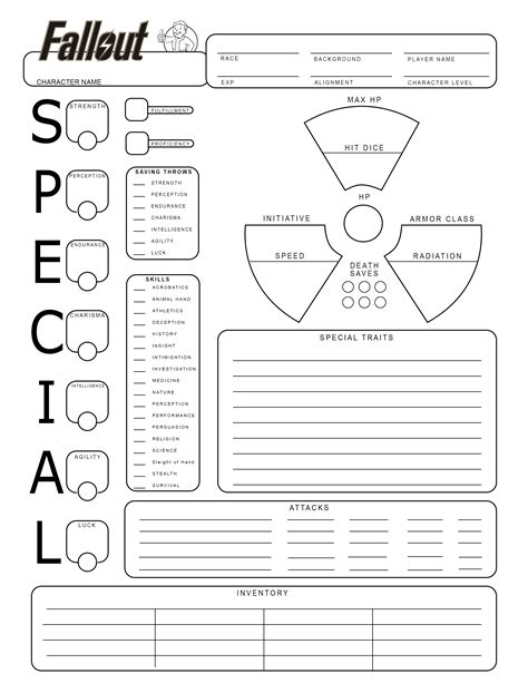 Fallout Style Character Sheets Fallout Rpg Dnd Character Sheet