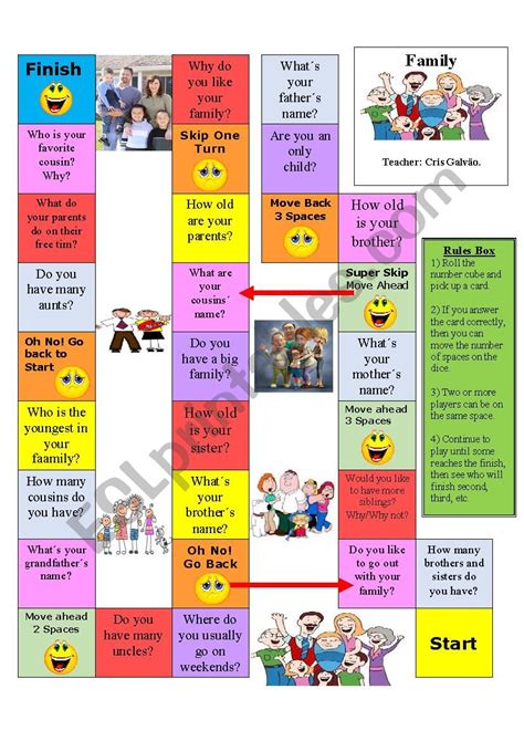 Family Conversation Board GameEdited and EditableRules included ESL worksheet by crissorrir