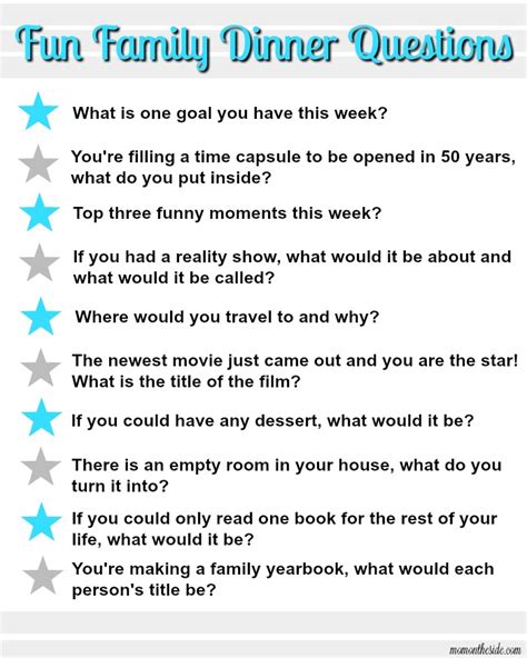 Family Dinner Questions Printable