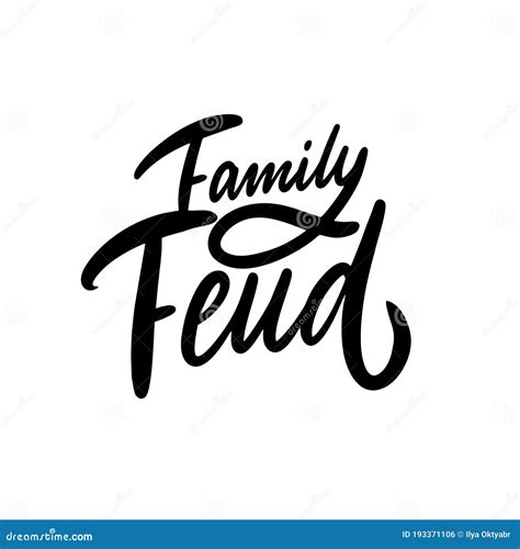 Family Feud. Hand Drawn Modern Lettering. Black Color Text. Vector