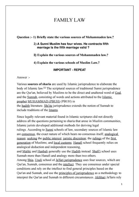 Family Law Problem Questions And Answers