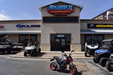 Family power sports. Family Powersports is a powersport vehicles dealership with locations in Austin, Lubbock, Odessa, and San Angelo, TX. We sell new & used ATVs, SXS, dirt bikes, sport bikes, cruiser, scooters, PWC, boats, and trailers from Cam-Am®, Kawasaki, Polaris®, Suzuki, Victory, Yamaha, Malibu, Sea-Doo, Crownline, Bayliner, Bennche, and Alumacraft ... 