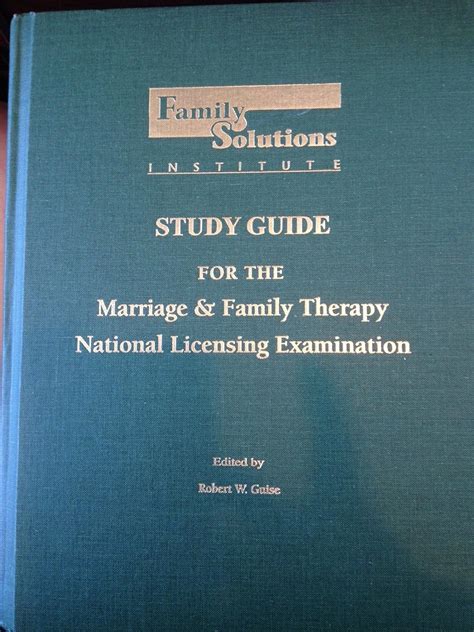 Family solutions institute study guide for the marriage family therapy national licensing examination. - Bmw r 1200 gs repair manual free.
