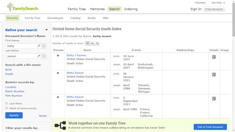 Familysearch org death records free.  See Social Security Death Index (...