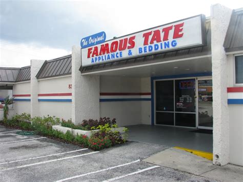 Serving the Tampa Bay area with great deals since 1954! Current Promotions/Rebates. Free Delivery on appliances $448 & up or mattress sets $599 & up. Restrictions apply. Famous Tate is an independent dealer of Appliances and Mattresses located in Tampa, FL. We offer the best in home Appliances and Mattresses at discount prices..
