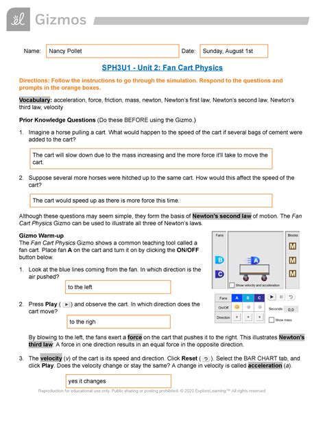 answer key gizmos are in classlink student e