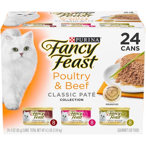 Fancy feast pate. Fancy Feast Elegant Medleys Florentine Collection Cat Food Variety Pack 12-3 oz. Cans [Contains: 4 Each: Turkey Florentine, Tuna Florentine & White Meat Chicken Florentine] (3 Cases of 12 cans) 14. 50+ bought in past month. $5599 ($0.13/Fl Oz) List: $68.00. FREE delivery Mon, Feb 5. 