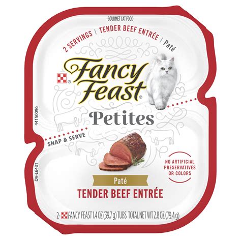 Fancy feast petites. Fancy Feast Petites in Gravy Wet Cat Food Variety 5 Flavor Pack / 20 Servings/Beef, Chicken, Ocean Whitefish & Tuna, Salmon and Turkey. Includes 3 Pcs Rattle Sound Catnip Mouse Toys Assorted Color. 4.4 out of 5 stars. 23. 50+ bought in past month. $28.50 $ 28. 50 ($0.51 $0.51 /Ounce) 